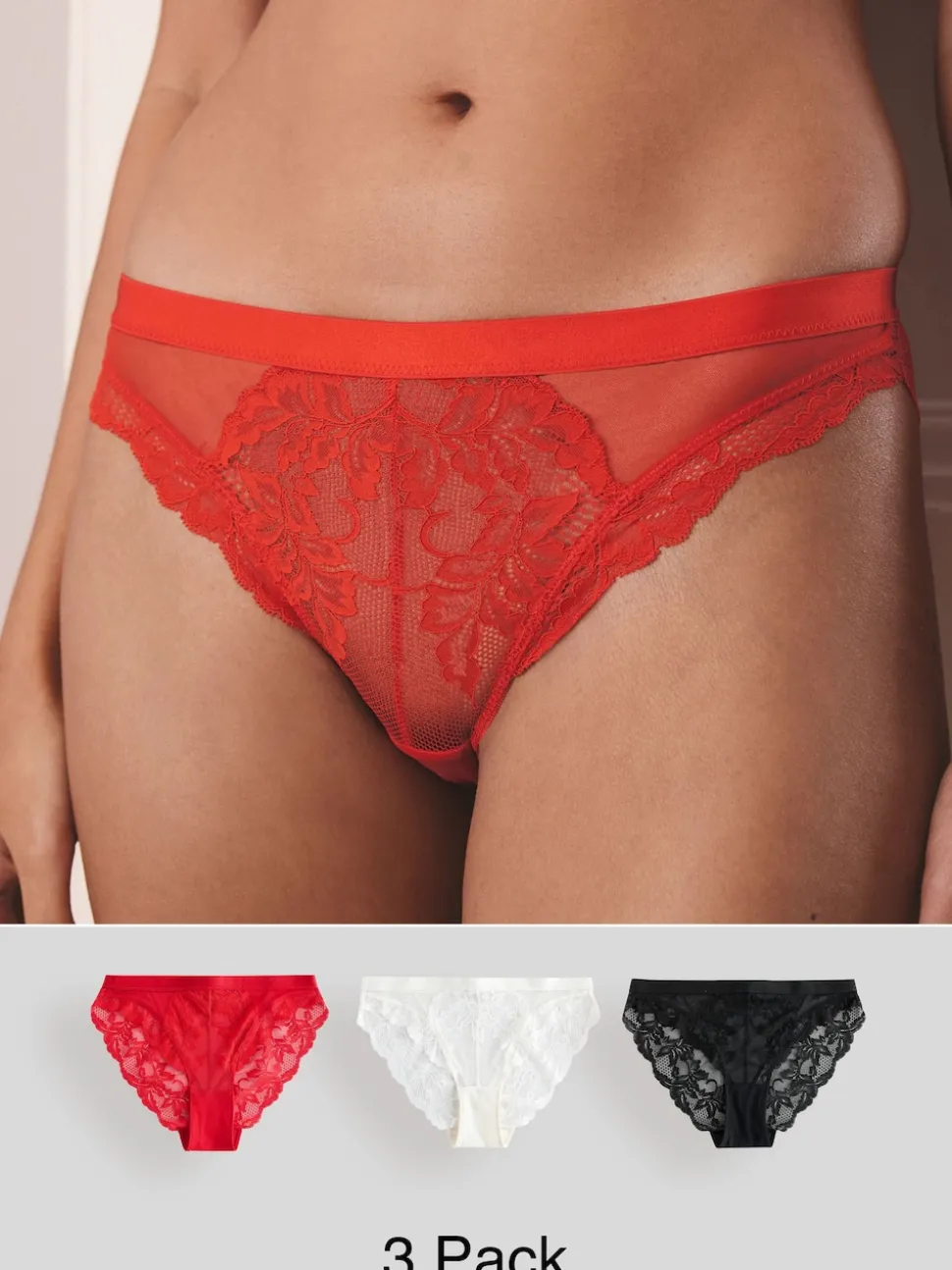 Zwart/rood/crème - 3 Kanten slips