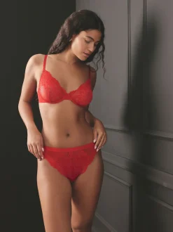 Zwart/rood/crème - 3 Kanten slips