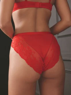 Zwart/rood/crème - 3 Kanten slips
