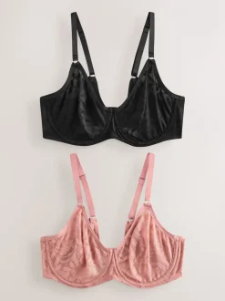 Zwart/roze - DD-G Lace Non Pad Full Cup Bras 2 Pack
