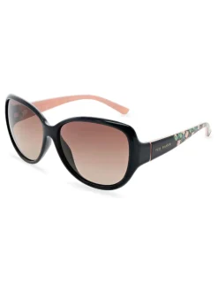 Zwart/roze - Ted Baker - Oversized dameszonnebril met exclusieve bloemenprint op de zijkanten
