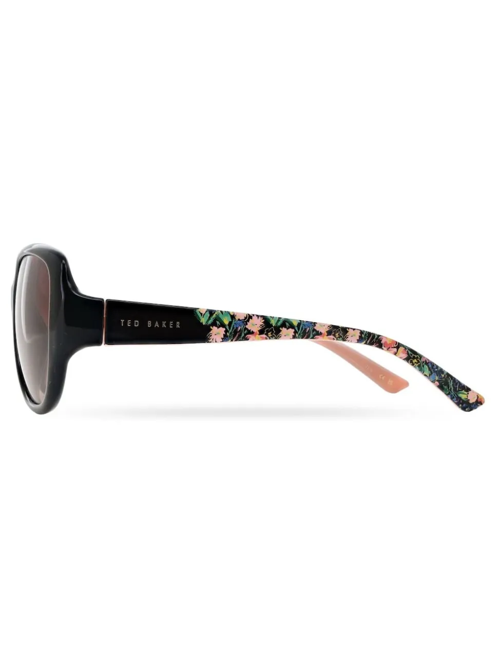 Zwart/roze - Ted Baker - Oversized dameszonnebril met exclusieve bloemenprint op de zijkanten