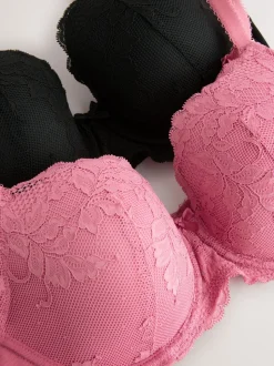 Zwart/roze - Verpakking van 2 kanten beha's cup DD+