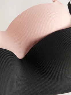 Zwart/roze - Verpakking van 2 lichte ultiem comfort beha's zonder beugel