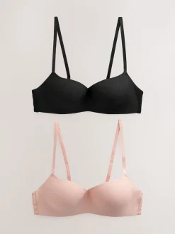 Zwart/roze - Verpakking van 2 lichte ultiem comfort beha's zonder beugel