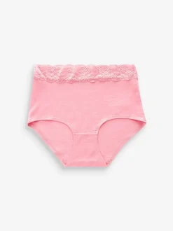 Zwart/roze met hartjesprint - Katoenen kanten slipjes 4 stuks