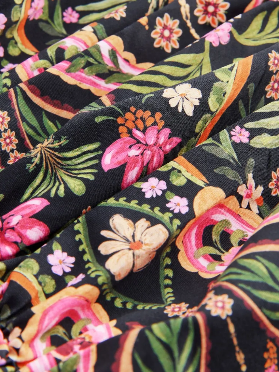 Zwart/Roze paisley - Vormgevend bandeaubadpak met buikcorrectie
