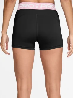 Zwart/roze schuim - Nike Pro Mid-Rise 3" Biker Shorts