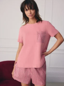 Zwart/roze streep - Korte pyjamaset 2 stuks