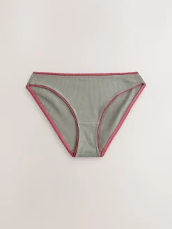 Zwart/roze/olijfgroen - Verpakking van 3 geribbelde katoenen slips