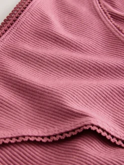 Zwart/roze/olijfgroen - Verpakking van 3 geribbelde katoenen slips