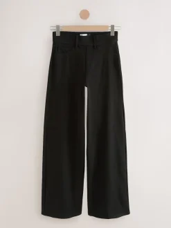 Zwart/Saliegroen - Jersey denim broek met wijde pijpen 2 set