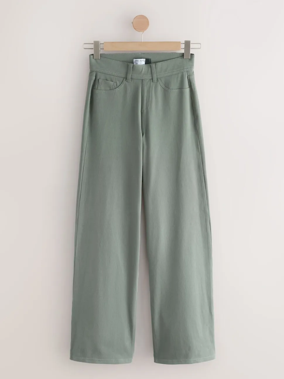 Zwart/Saliegroen - Jersey denim broek met wijde pijpen 2 set