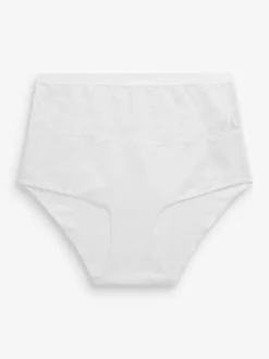 Zwart/wit - 2 Vormgevende katoenen slipjes met buikcorrectie en hoge taille