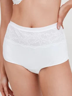 Zwart/wit - 2 Vormgevende katoenen slipjes met buikcorrectie en hoge taille