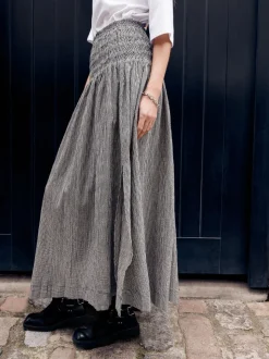 Zwart/wit - Drop Waist Gingham Maxi Skirt