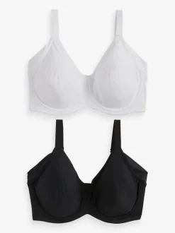 Zwart/wit - F-K cup onderarm gladmakende niet gevulde beugelbeha's met minimaliserend ultiem comfort verpakking van 2