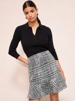 Zwart/wit - Friends Like These Boucle Flippy Mini Skirt
