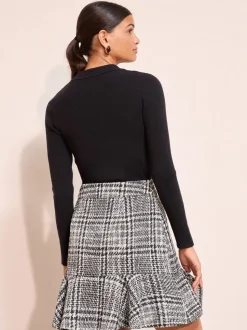 Zwart/wit - Friends Like These Boucle Flippy Mini Skirt
