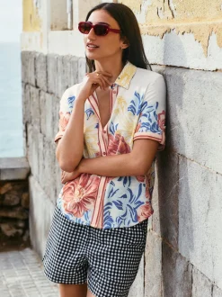 Zwart/wit - Gingham shorts met elastische taille