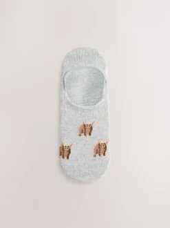 Zwart/wit - Hamish The Highland Cow Stripe Invisible Trainer Socks 4 Pack