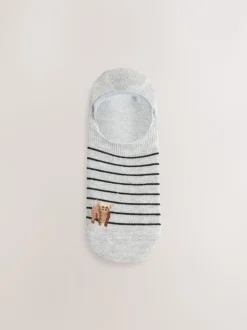 Zwart/wit - Hamish The Highland Cow Stripe Invisible Trainer Socks 4 Pack