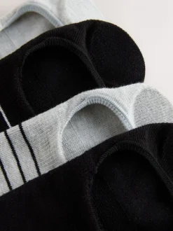 Zwart/wit - Hamish The Highland Cow Stripe Invisible Trainer Socks 4 Pack
