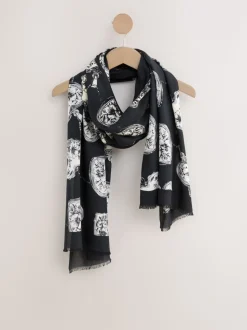Zwart/wit - Lightweight Scarf Mono Locket Print Scarf