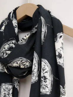Zwart/wit - Lightweight Scarf Mono Locket Print Scarf