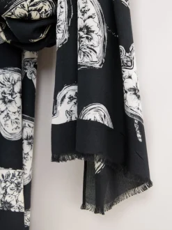 Zwart/wit - Lightweight Scarf Mono Locket Print Scarf