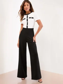 Zwart/wit - Lipsy Military Buttoned Jumpsuit