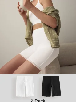 Zwart/wit - Menopause Friendly Cooling Thigh Smoothing Shorts 2 Pack