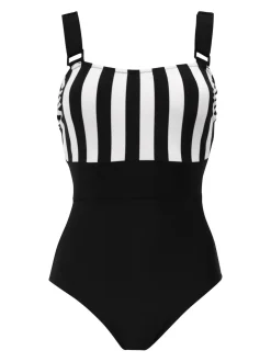 Zwart/wit - Pour Moi Palm Springs corrigerend badpak met kleurvlakken