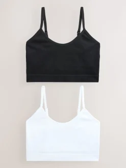 Zwart/wit - Seamless Rib Long Line Bralette 2 Pack