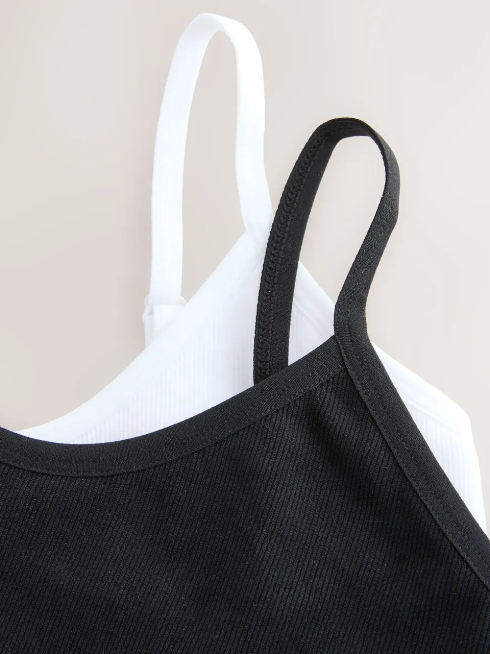 Zwart/wit - Seamless Rib Long Line Bralette 2 Pack