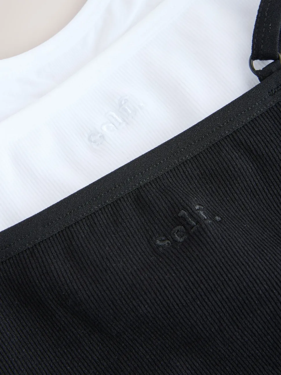 Zwart/wit - Seamless Rib Long Line Bralette 2 Pack