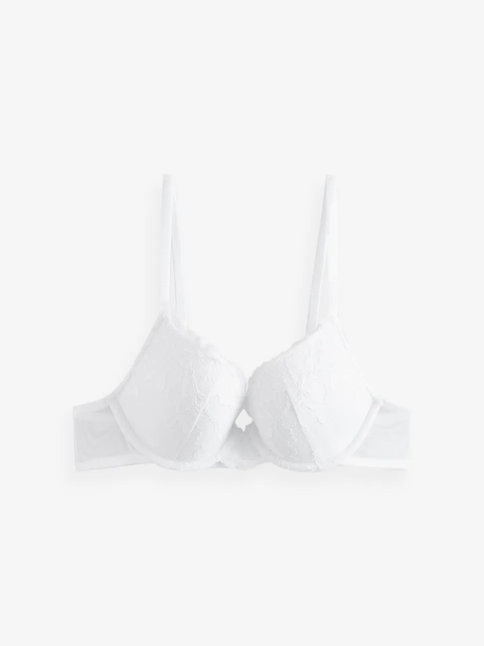 Zwart/wit - Set van 2 push-up beha's met lage decolleté en kant