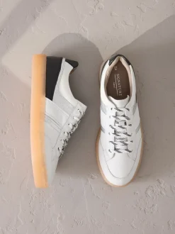 Zwart/wit - Signature Premium Leather Chunky Side Stripe Lace Up Trainers