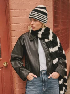 Zwart/wit - Stripe Knitted Beanie Hat