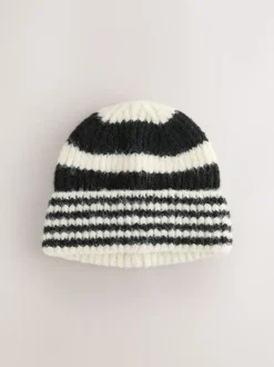 Zwart/wit - Stripe Knitted Beanie Hat
