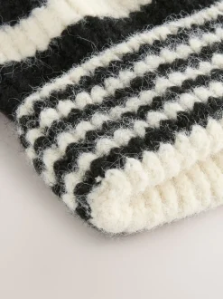 Zwart/wit - Stripe Knitted Beanie Hat
