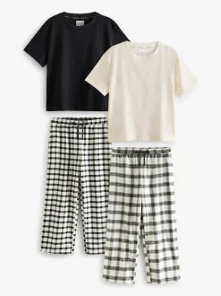 Zwart/wit - Verpakking van 2 pyjama's met korte mouwen van 100% katoen