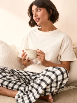 Zwart/wit - Verpakking van 2 pyjama's met korte mouwen van 100% katoen