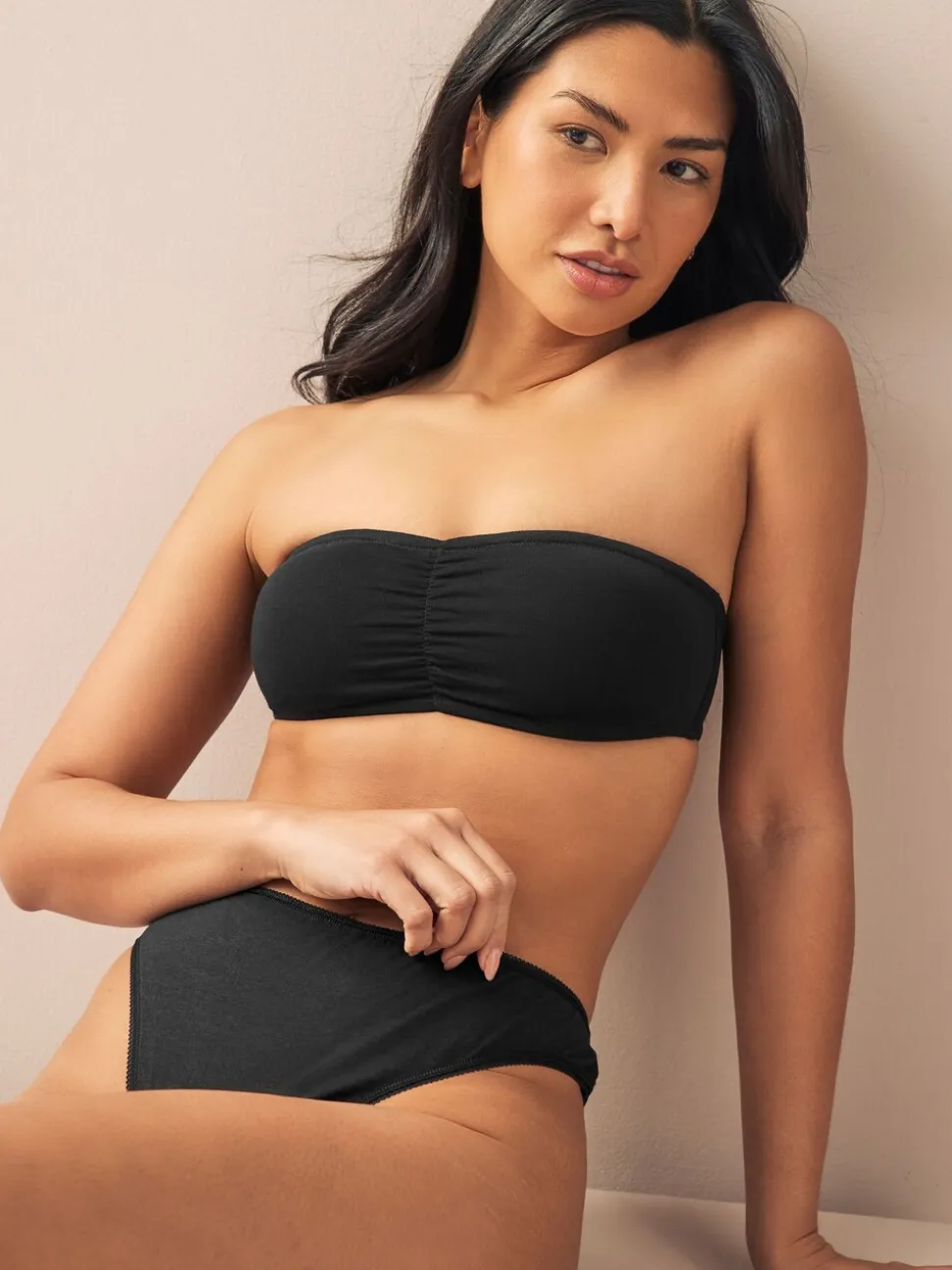 Zwart/wit - Verpakking van 2 katoenrijke bandeau ultimate comfort beha's