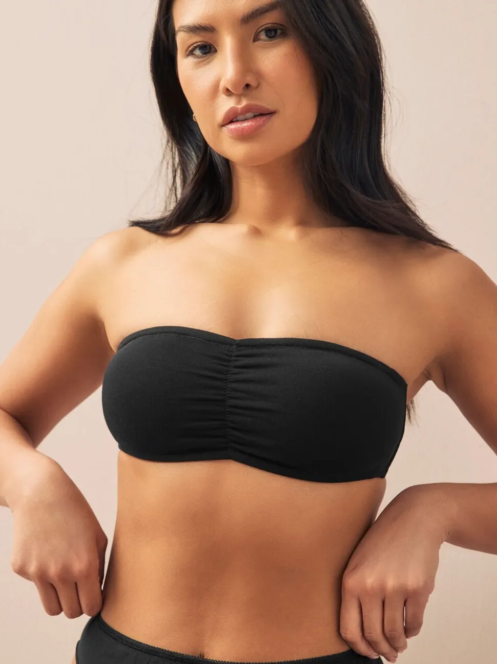 Zwart/wit - Verpakking van 2 katoenrijke bandeau ultimate comfort beha's