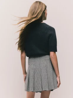 Zwart-wit geruit - Mini Jersey Pleated Skirt