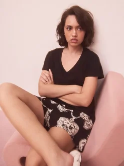 Zwart/wit hart - Pyjama met short