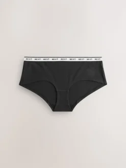 Zwart/wit met bloemenprint - 4 Katoenen slipjes met logotailleband