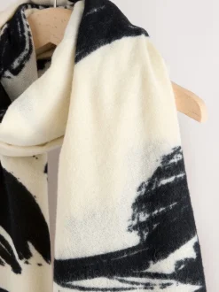 Zwart-wit met bloemenprint - Print Midweight Scarf