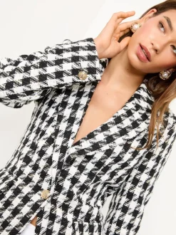 Zwart-wit pied-de-poule - Lipsy - Blazer met enkele knopenrij